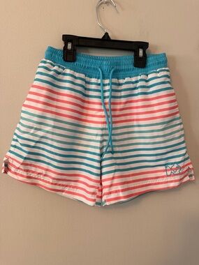 Prodoh Striped Coral & Teal Swim Trunks